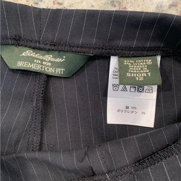 NWT Eddie Bauer Bremerton Fit Black Pinstripe‎ Pants sz 12 Short Business Office - Picture 5 of 5